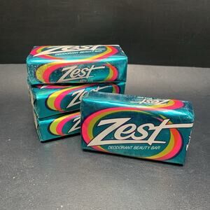 Vintage Zest Deodorant Beauty Bar 5.5 Oz Bath Size 4 Bars 1980s.